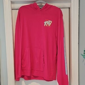 80's Colors Pink Hoodie Tee with Pocket
